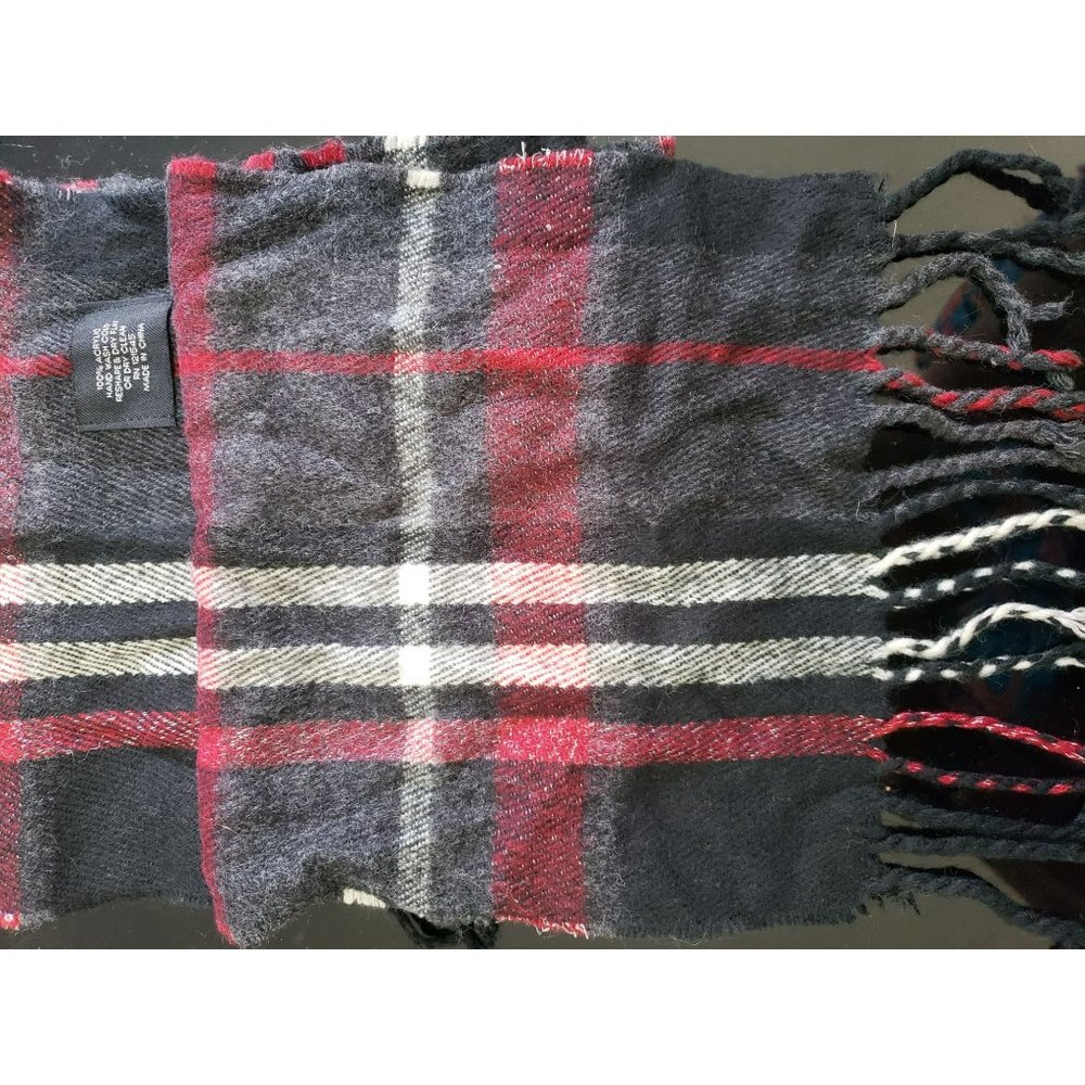 LF Outerwear Plaid lightweight black red scarf